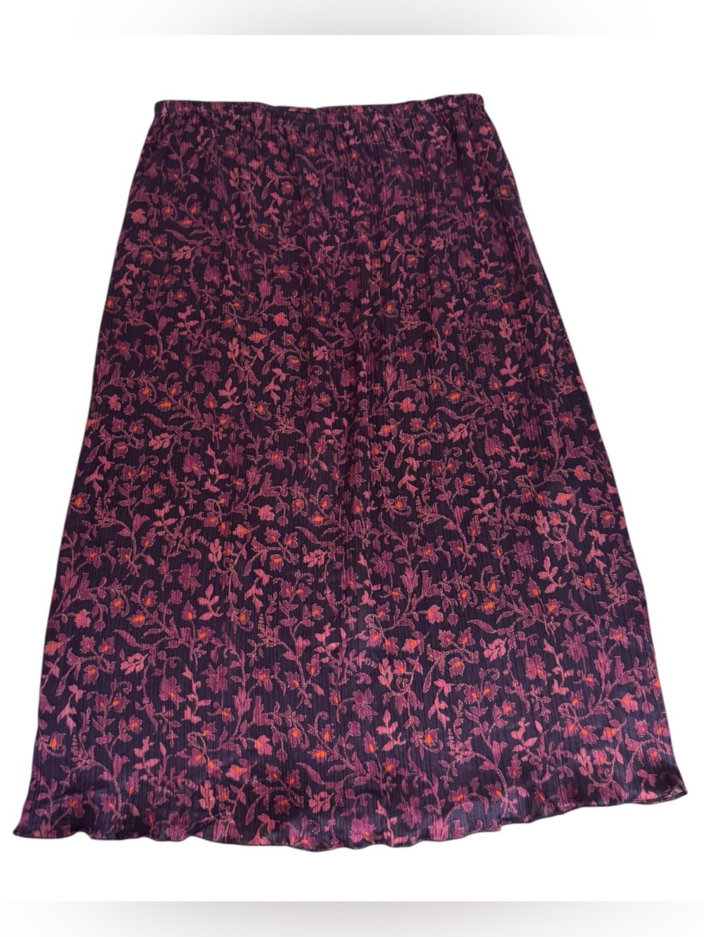 Garnet Hill Size 14 Purple Silk Blend Midi Length Skirt Boho Western Cottagecore